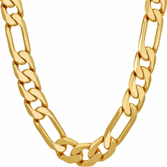Gold Plated 9.5mm Bevelled Figaro Chain Necklaces