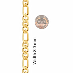Gold Plated 8mm Bevelled Figaro Chain Necklaces