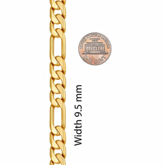 Gold Plated 9.5mm Bevelled Figaro Chain Necklaces