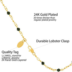 Gold Plated Black Stones Anklet