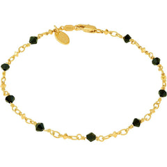 Gold Plated Black Stones Anklet