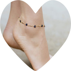 Gold Plated Blue Hearts Anklet