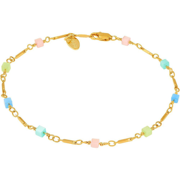 Gold Plated Colorful Square Beads Anklet