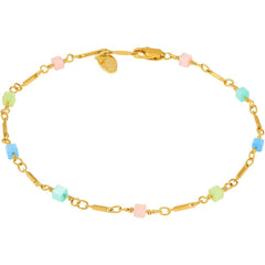 Gold Plated Colorful Square Beads Anklet