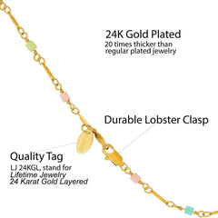 Gold Plated Colorful Square Beads Anklet