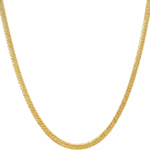 Gold PlatedCrushed Herringbone Chain Necklace