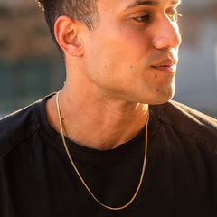 Gold PlatedCrushed Herringbone Chain Necklace