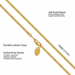 Gold PlatedCrushed Herringbone Chain Necklace