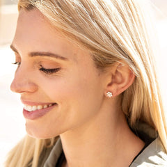 Gold Plated Cubic Zirconia 9mm Flower Stud Earrings