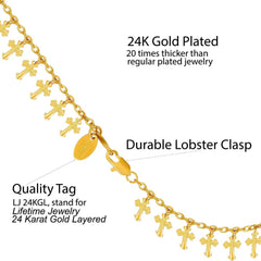 Gold Plated Dangling Crosses Anklet