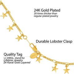 Gold Plated Dangling Stars Anklet