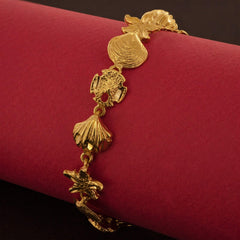 Gold Plated Diamond Cut Beach Charm Bracelet