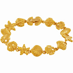 Gold Plated Diamond Cut Beach Charm Bracelet