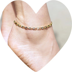 Gold Plated Diamond Cut Star Link Anklet