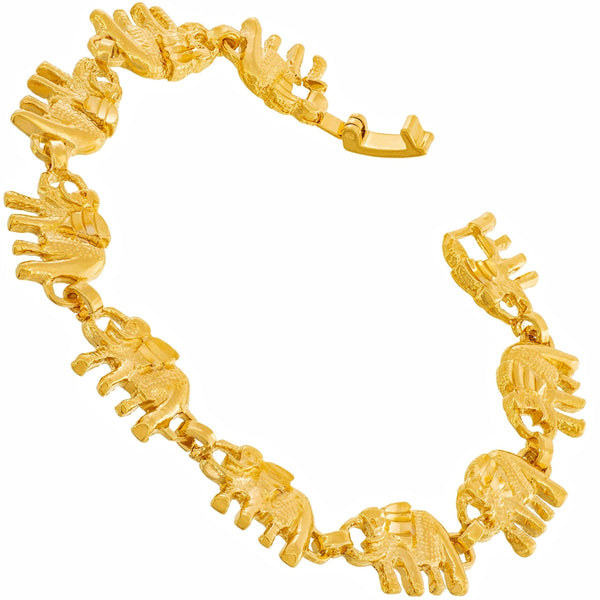 Gold Plated Elephant Link Charm Bracelet