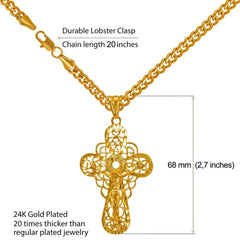 Gold Plated Extra Large Filigree Crucifix