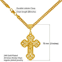 Gold Plated Extra Large Filigree Crucifix