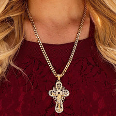 Gold Plated Extra Large Filigree Crucifix