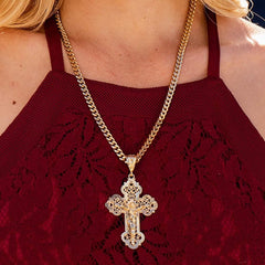 Gold Plated Extra Large Filigree Crucifix