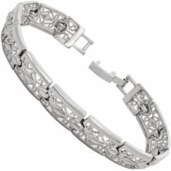 White Gold Plated Filigree Bracelet