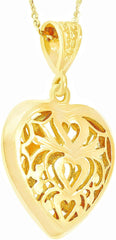 Gold Plated Filigree Heart Pendant with Necklace