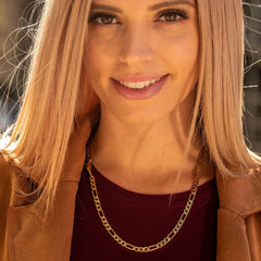 Gold Plated 5.5mm Flat Figaro Chain Necklaces