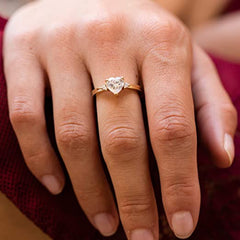 Gold Plated 3-Stone Cubic Zirconia Heart Ring