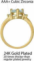 Gold Plated 3-Stone Cubic Zirconia Heart Ring