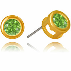 Gold Plated Cubic Zirconia Button Birthstone Stud Earrings