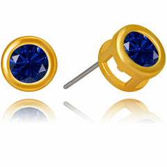 Gold Plated Cubic Zirconia Button Birthstone Stud Earrings