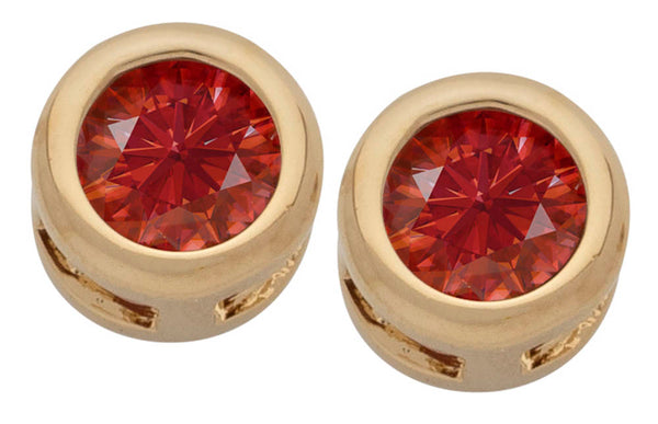 Gold Plated Cubic Zirconia Button Birthstone Stud Earrings