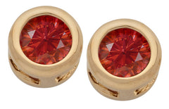 Gold Plated Cubic Zirconia Button Birthstone Stud Earrings