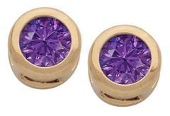 Gold Plated Cubic Zirconia Button Birthstone Stud Earrings