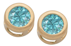 Gold Plated Cubic Zirconia Button Birthstone Stud Earrings