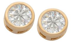 Gold Plated Cubic Zirconia Button Birthstone Stud Earrings