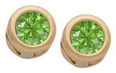 Gold Plated Cubic Zirconia Button Birthstone Stud Earrings