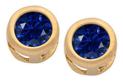 Gold Plated Cubic Zirconia Button Birthstone Stud Earrings