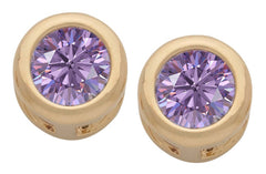 Gold Plated Cubic Zirconia Button Birthstone Stud Earrings