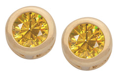 Gold Plated Cubic Zirconia Button Birthstone Stud Earrings