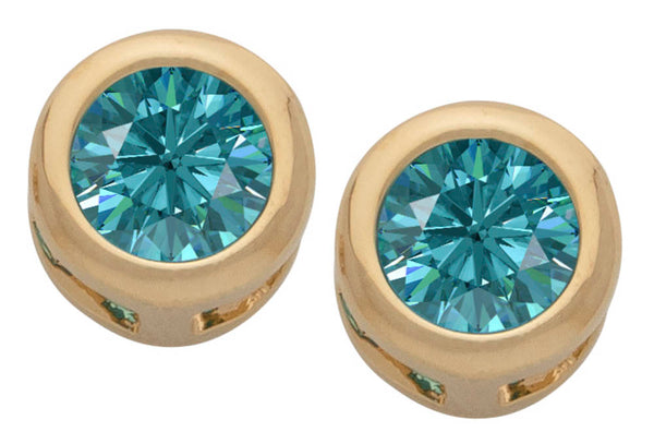 Gold Plated Cubic Zirconia Button Birthstone Stud Earrings