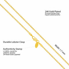 Gold plated 1.7mm Snake Chain Necklace