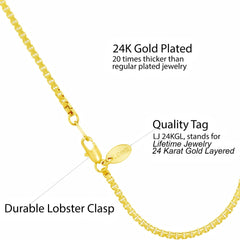 Gold Plated 2.3mm Box Chain Anklet