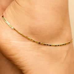 Gold Plated Flat Mariner Link Chain Anklet, 2.5mm