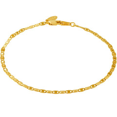 Gold Plated Flat Mariner Link Chain Anklet, 2.5mm