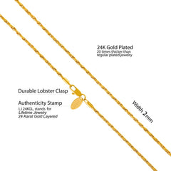 Gold Plated 2mm Twister Weave Chain