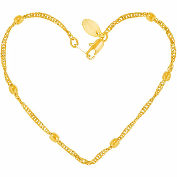 Gold Plated 2mm Whisper Chain with Ball Anklet