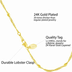 Gold Plated 2mm Whisper Chain with Ball Anklet