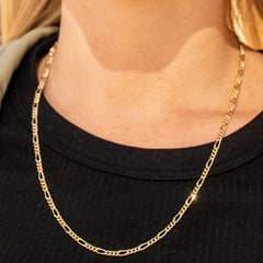 Gold Plated 3.5mm Figaro Chain Necklace