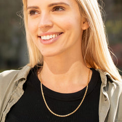 Gold Plated Necklace 3mm Emblem Chain Necklace