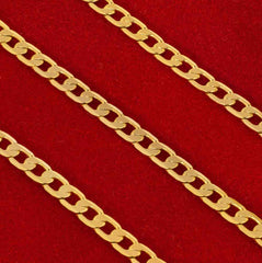 Gold Plated Necklace 3mm Flat Cuban Link Chain